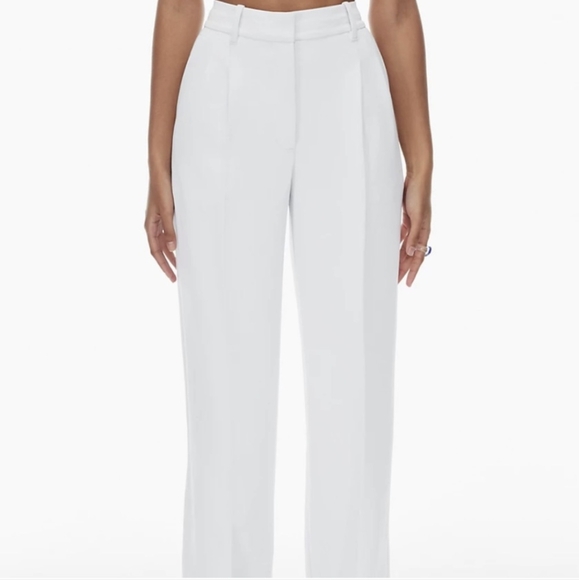 NEW WILFRED Effortless Pants White Pleated Wide Leg Crepe 0 Aritzia - Picture 2 of 15